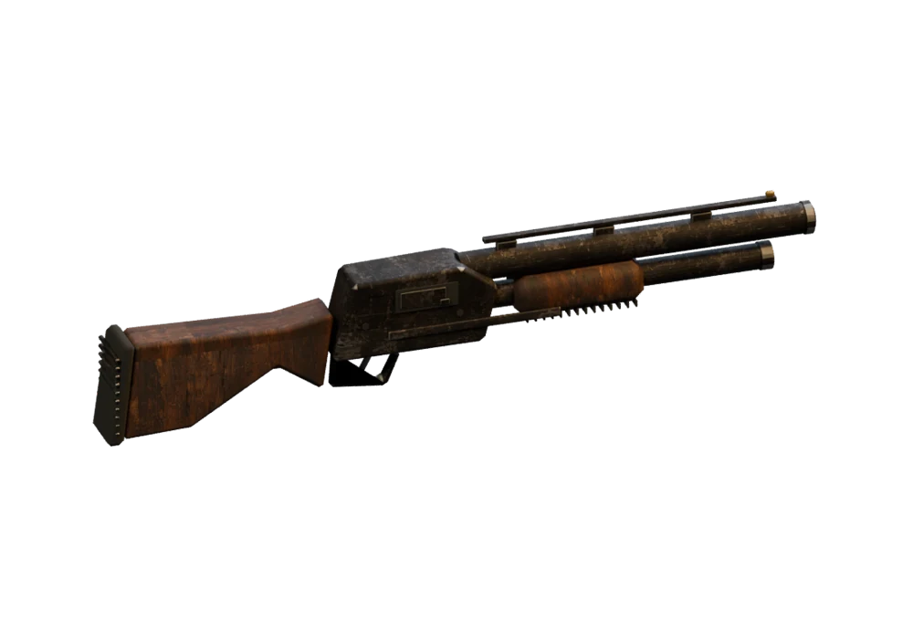 Weathered pump-action shotgun